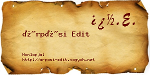 Árpási Edit névjegykártya